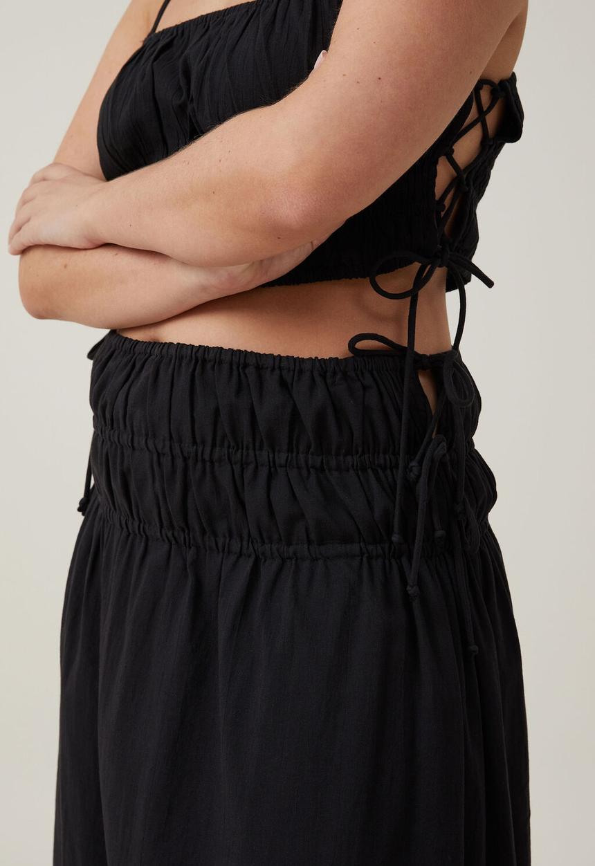 Cotton On - Plus lucy shirred xaxi skirt - black