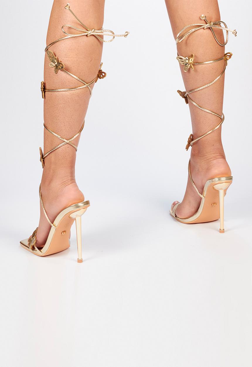 Miss Black - Meadow tie detail sandal - gold