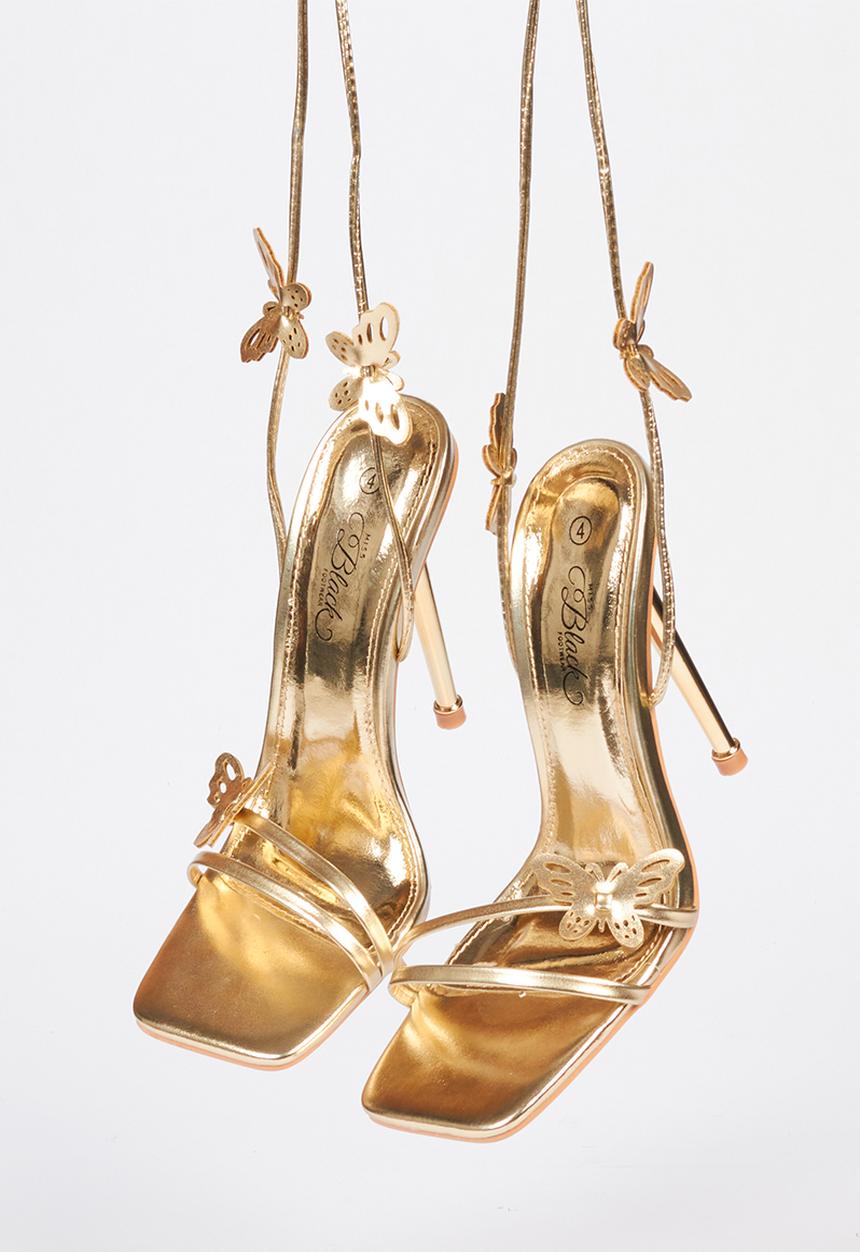 Miss Black - Meadow tie detail sandal - gold