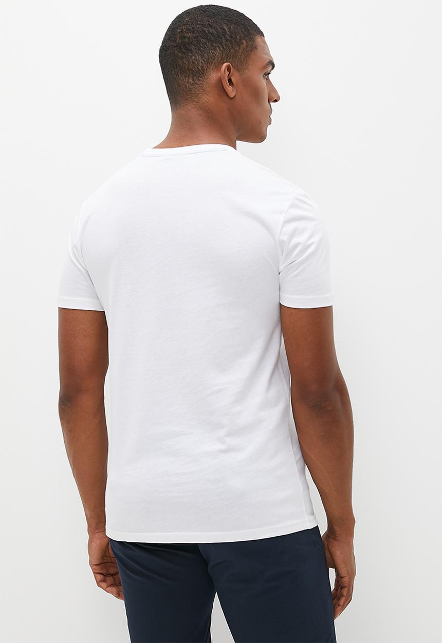 POLO - Mens short sleeve stripe print tee - white 