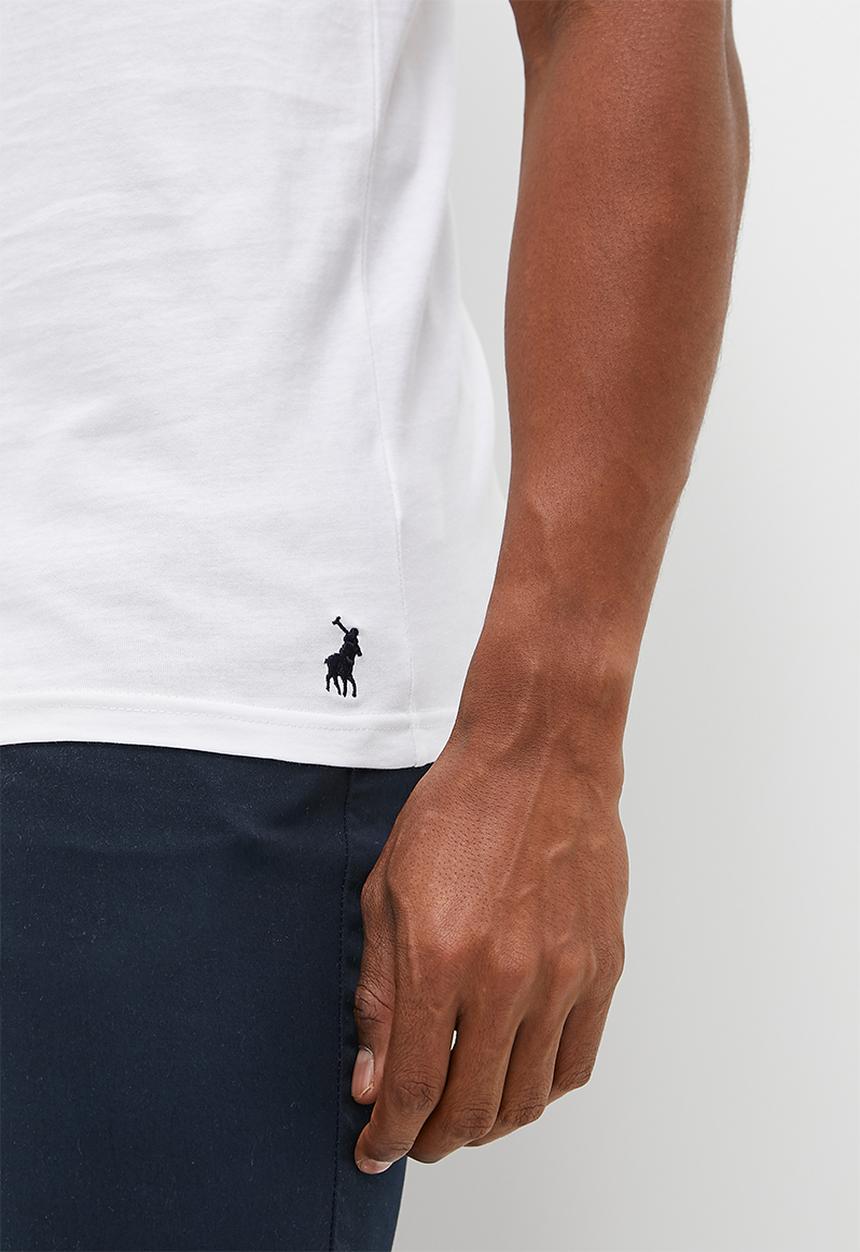 POLO - Mens short sleeve stripe print tee - white 