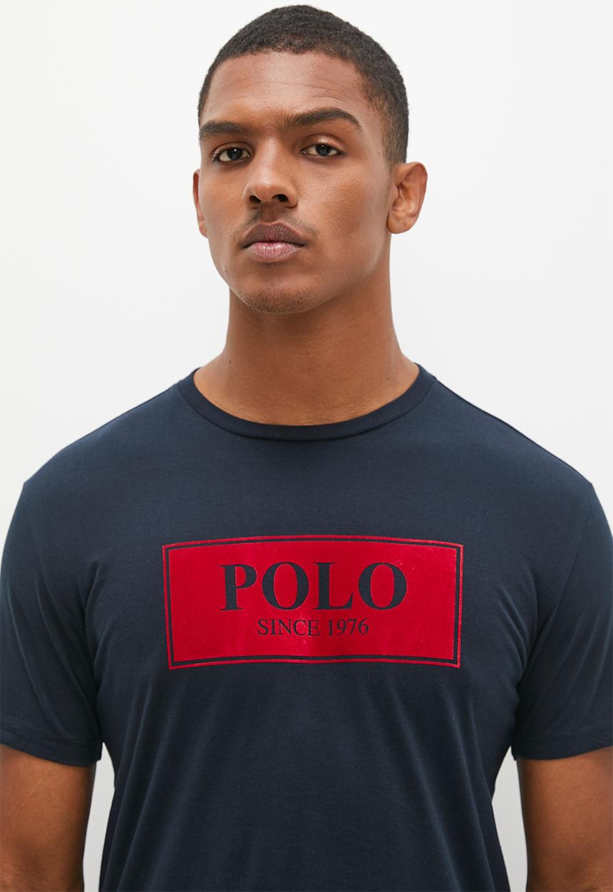 POLO - Mens short sleeve flock logo tee - navy 