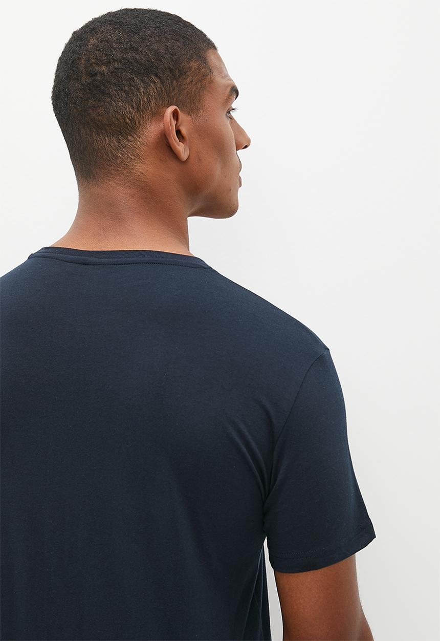 POLO - Mens short sleeve flock logo tee - navy 