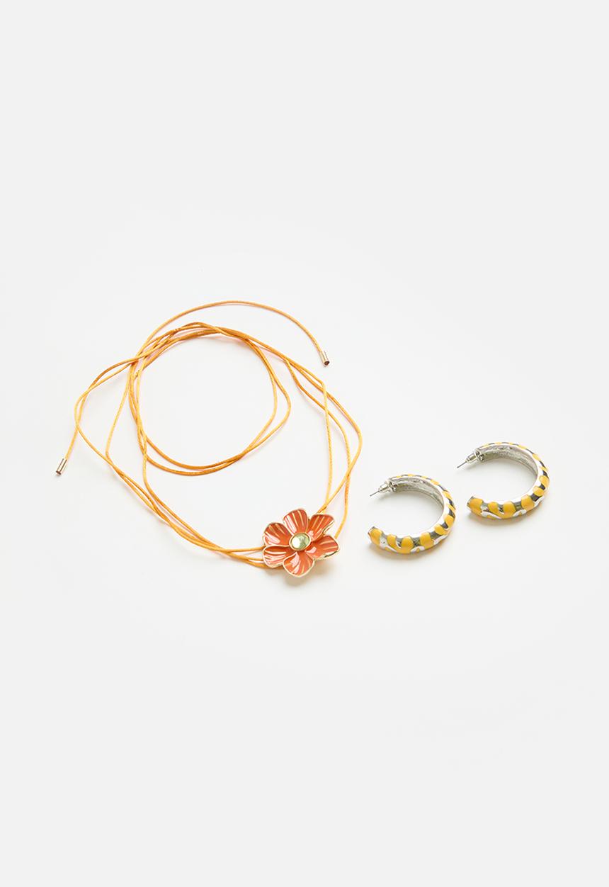 Superbalist - Choker and earring set - orange