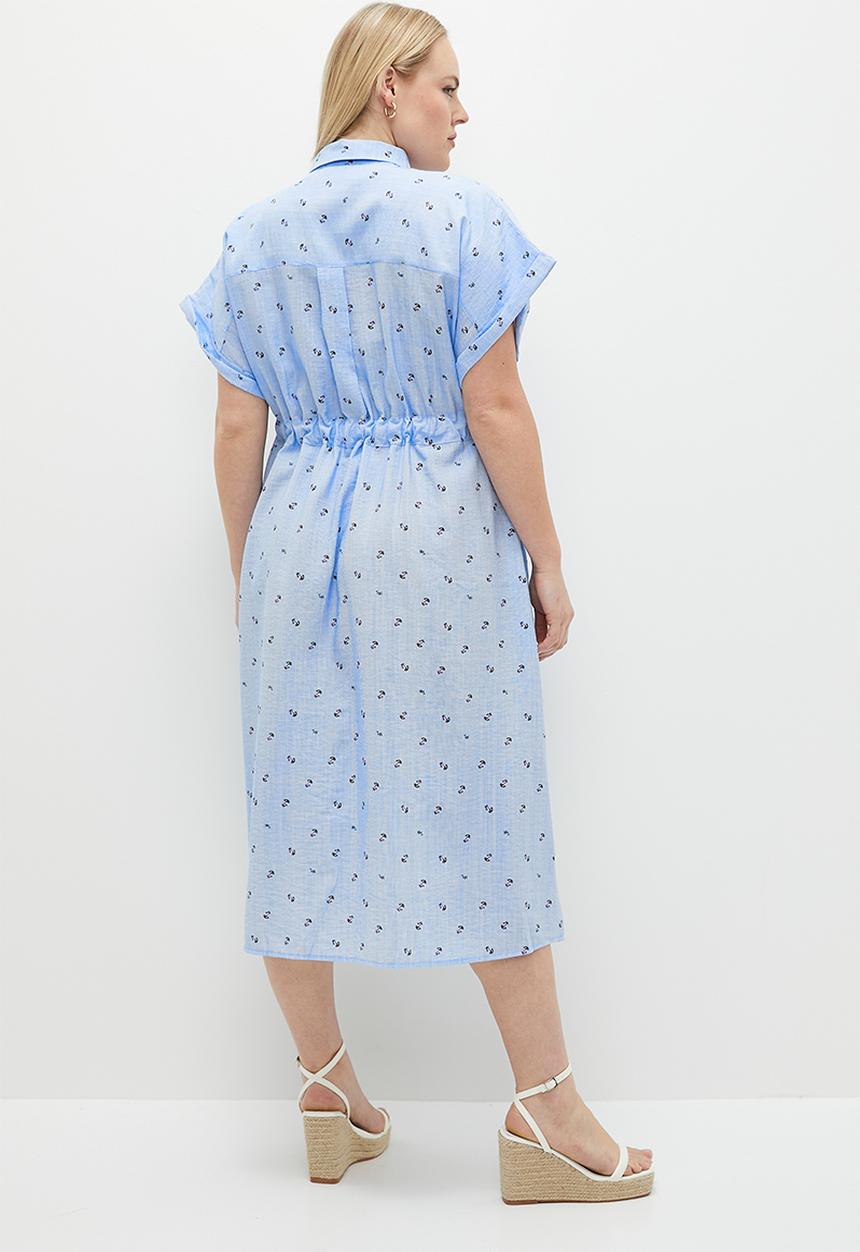 Me&B - Plus tunnel drawstring shirt dress - boat