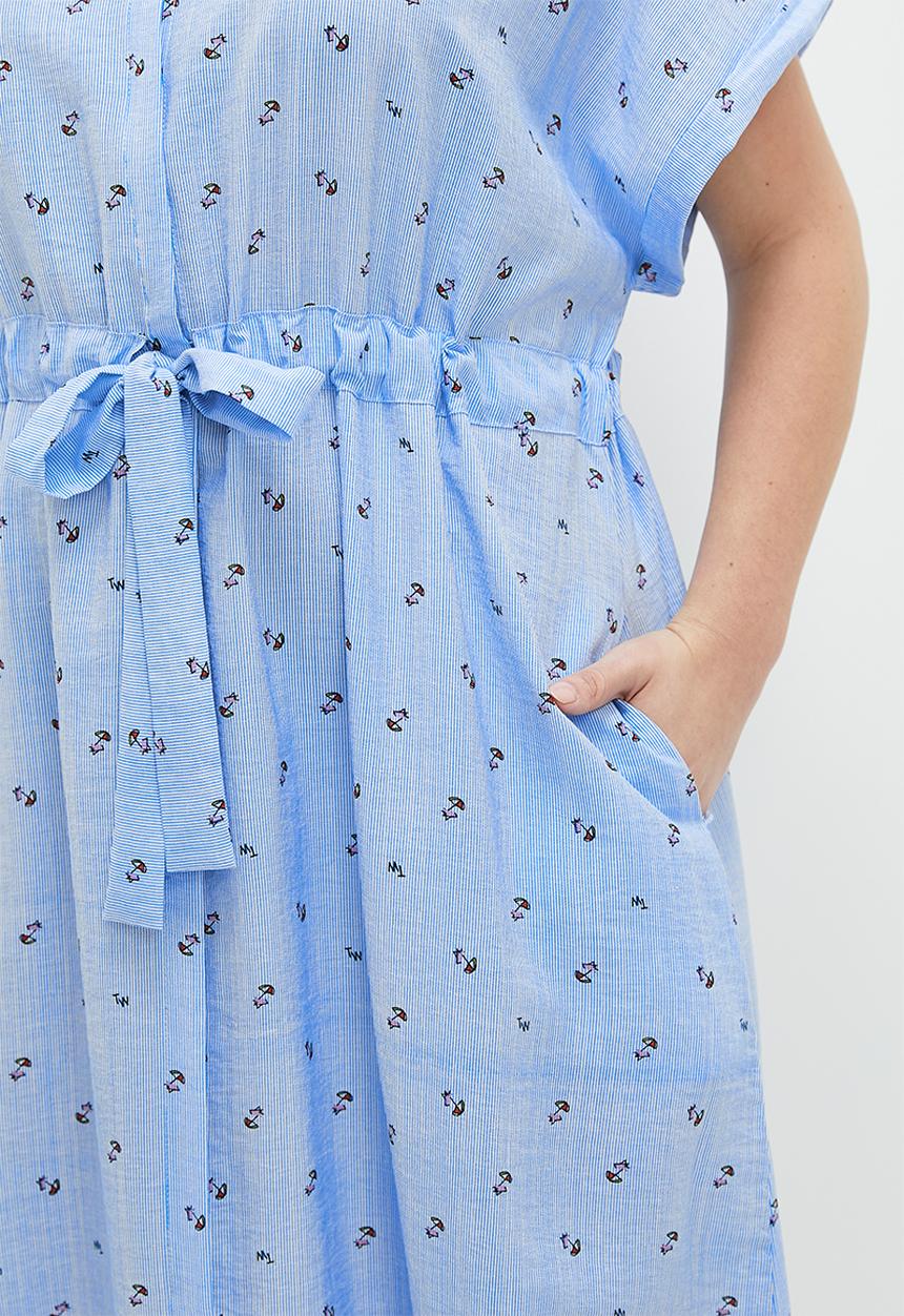 Me&B - Plus tunnel drawstring shirt dress - boat