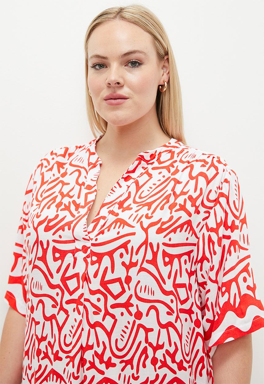 Me&B - Plus the tunic dress with button detail - aztec border