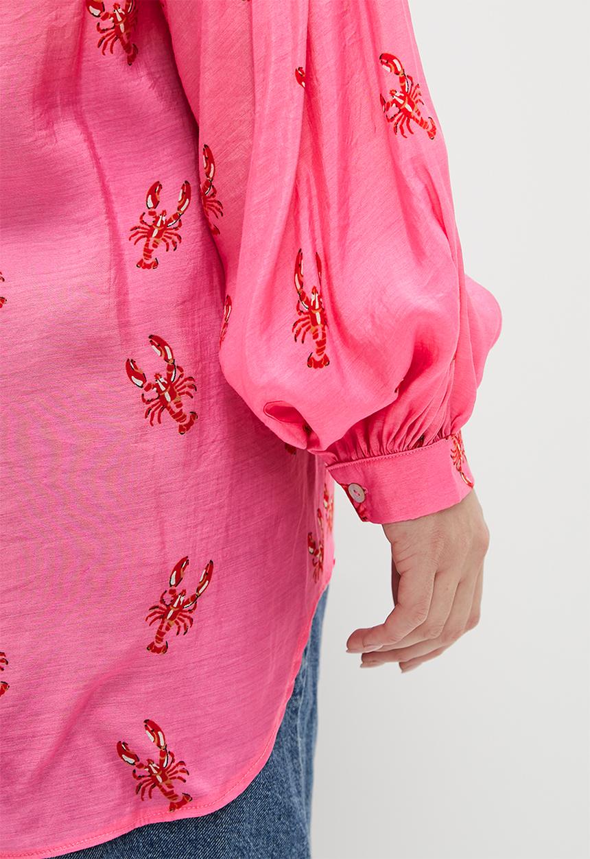 Me&B - Plus sheer bellow sleeve shirt - lobster