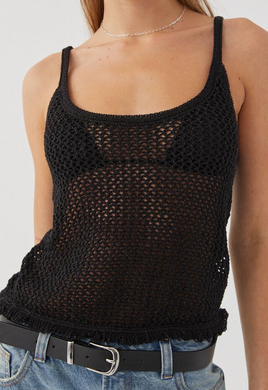 Supré  - Isabel Crochet Cami - Black Metalic