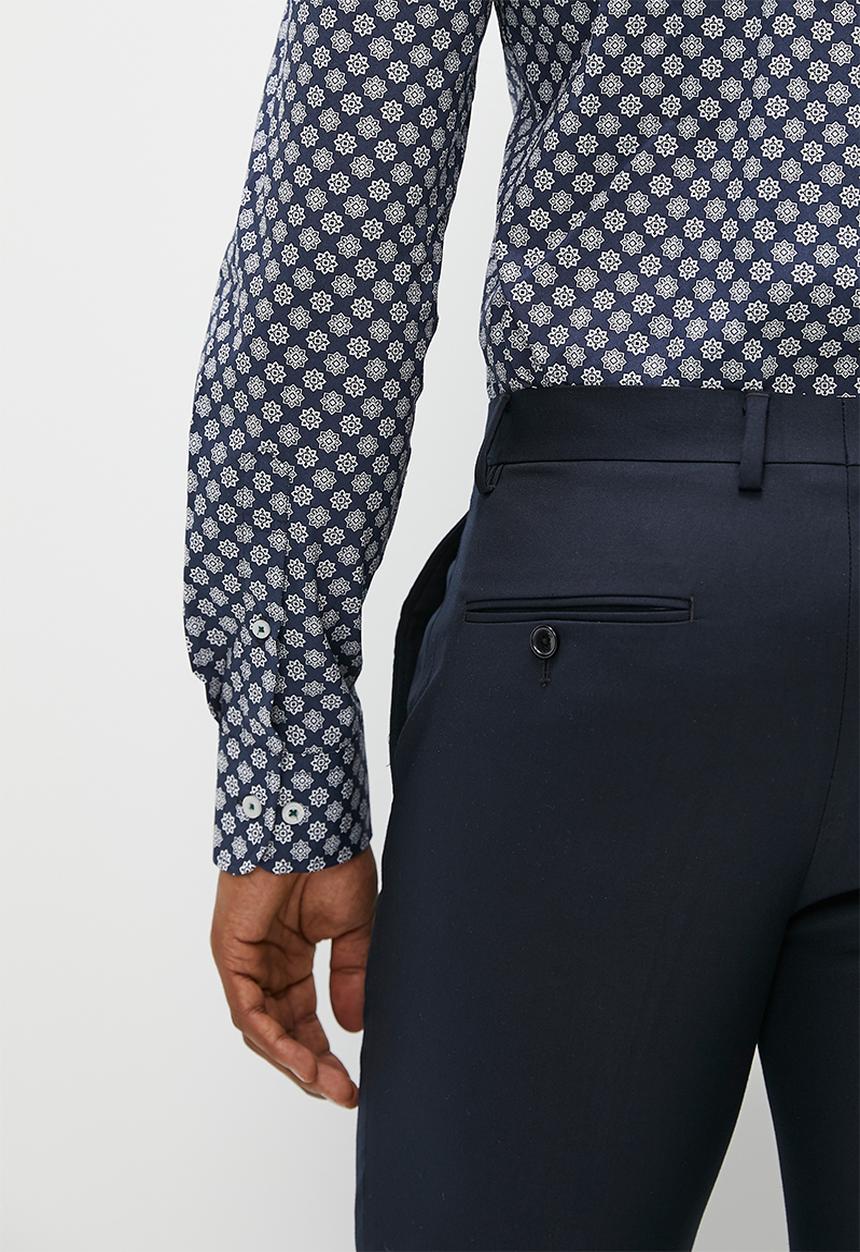 POLO - Mens geometric printed long sleeve shirt - navy 