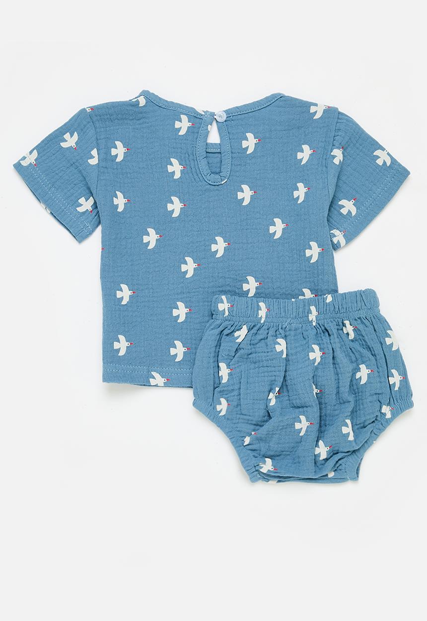 Pop Candy - Baby short sleeve top and bottom set - blue