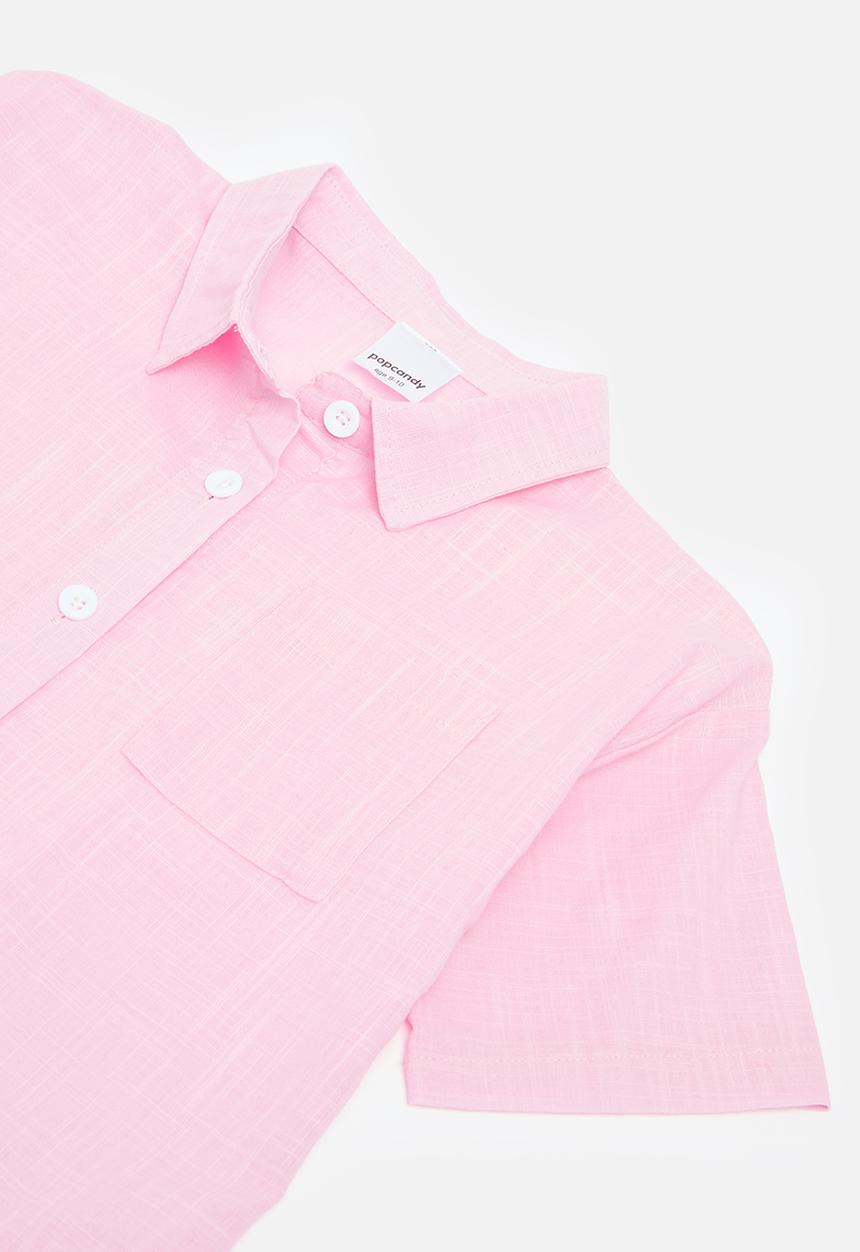 Pop Candy - Collared shirt and short set - pink
