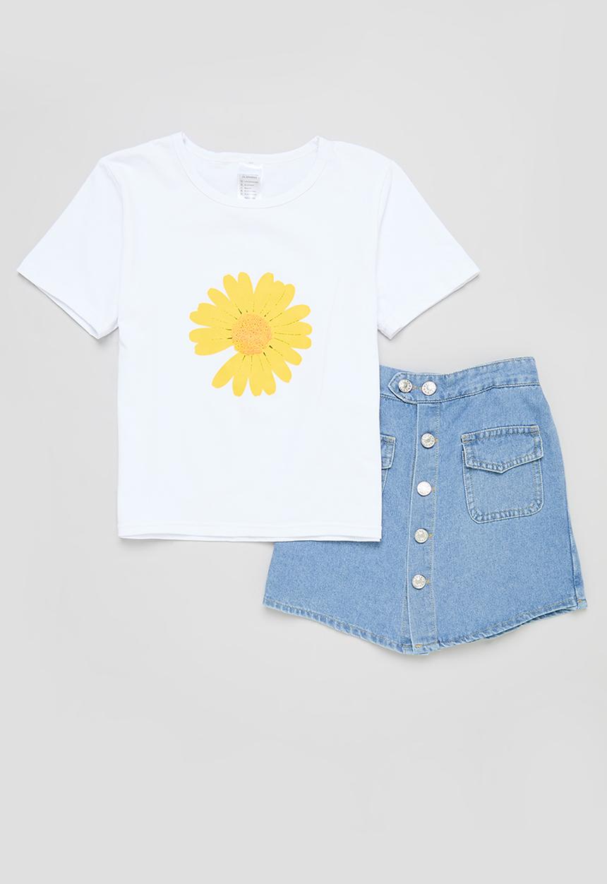 Pop Candy - Short and tee set - blue and white