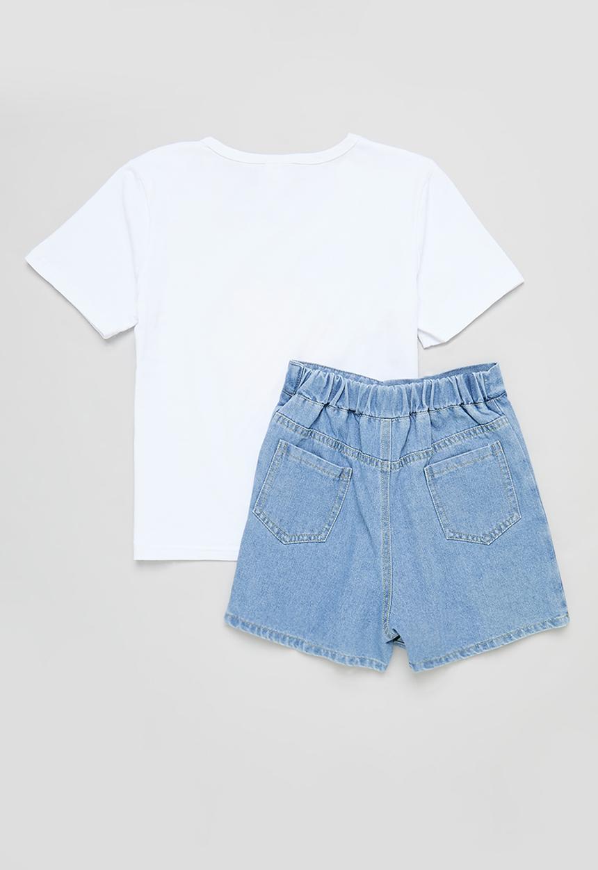 Pop Candy - Short and tee set - blue and white