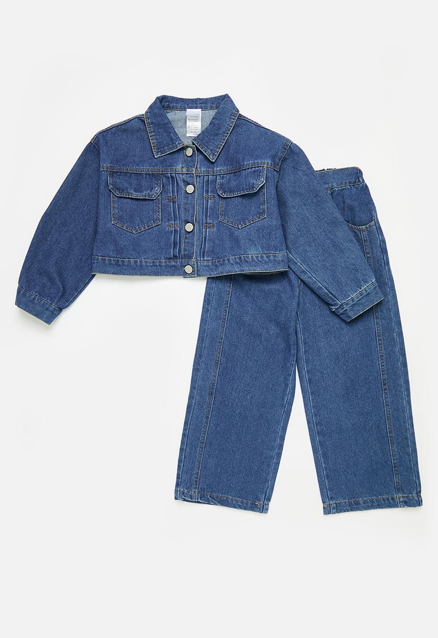 Pop Candy - Denim pants & jacket set - stonewash
