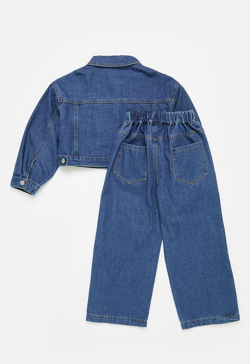 Pop Candy - Denim pants & jacket set - stonewash