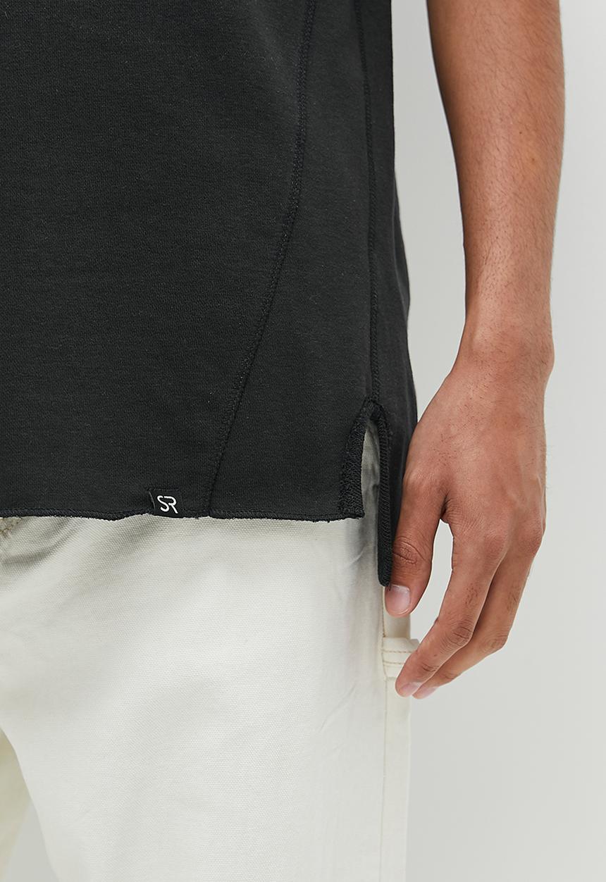 STYLE REPUBLIC - Julian Raw Edge Fleece Tee - Black