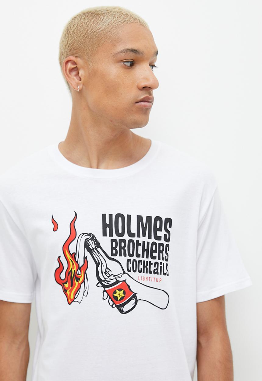 Holmes Bro's - Holmes cocktails tee - white 