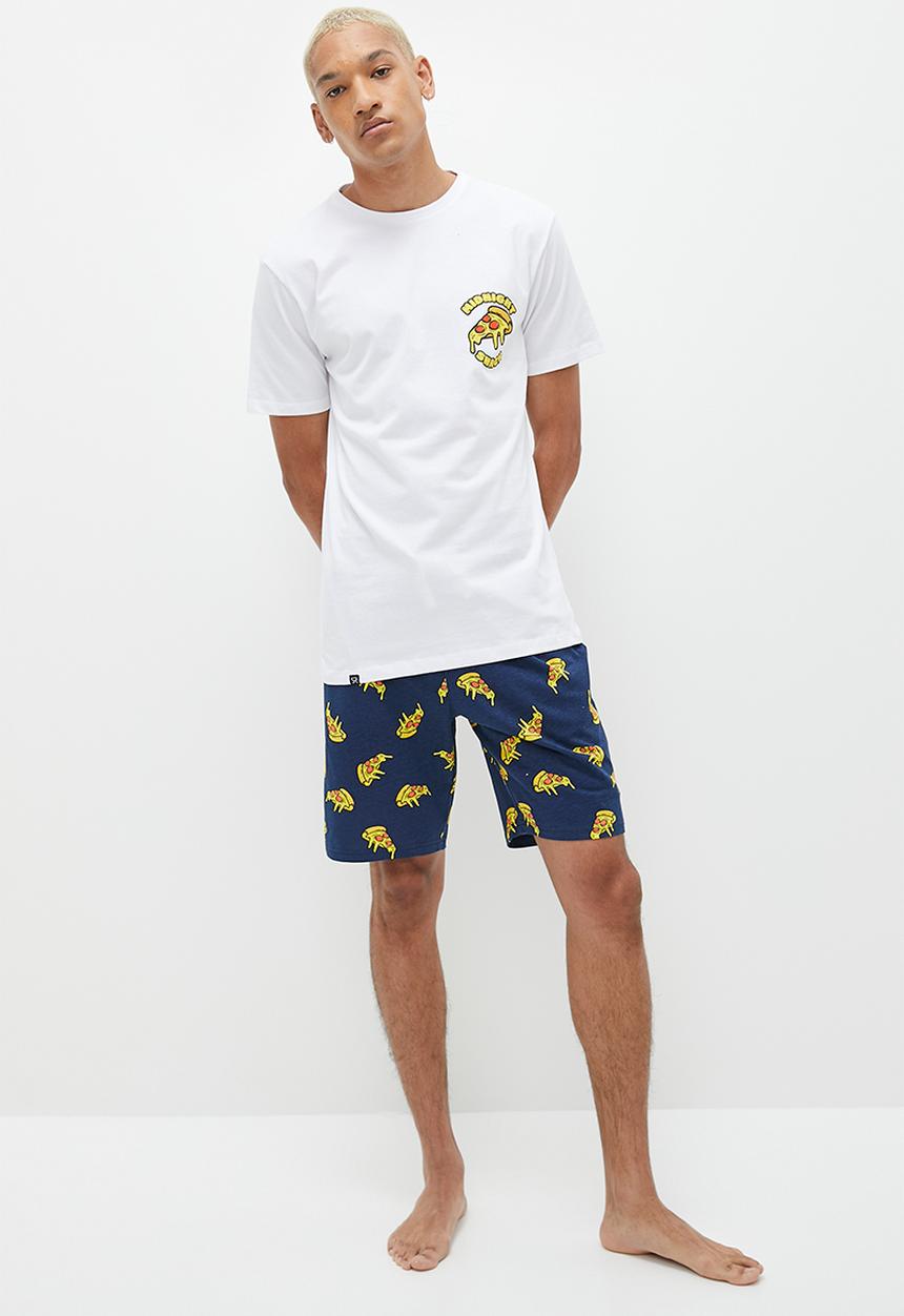 STYLE REPUBLIC - Graphic sleep short set - white/navy