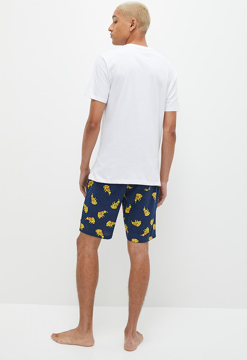 STYLE REPUBLIC - Graphic sleep short set - white/navy