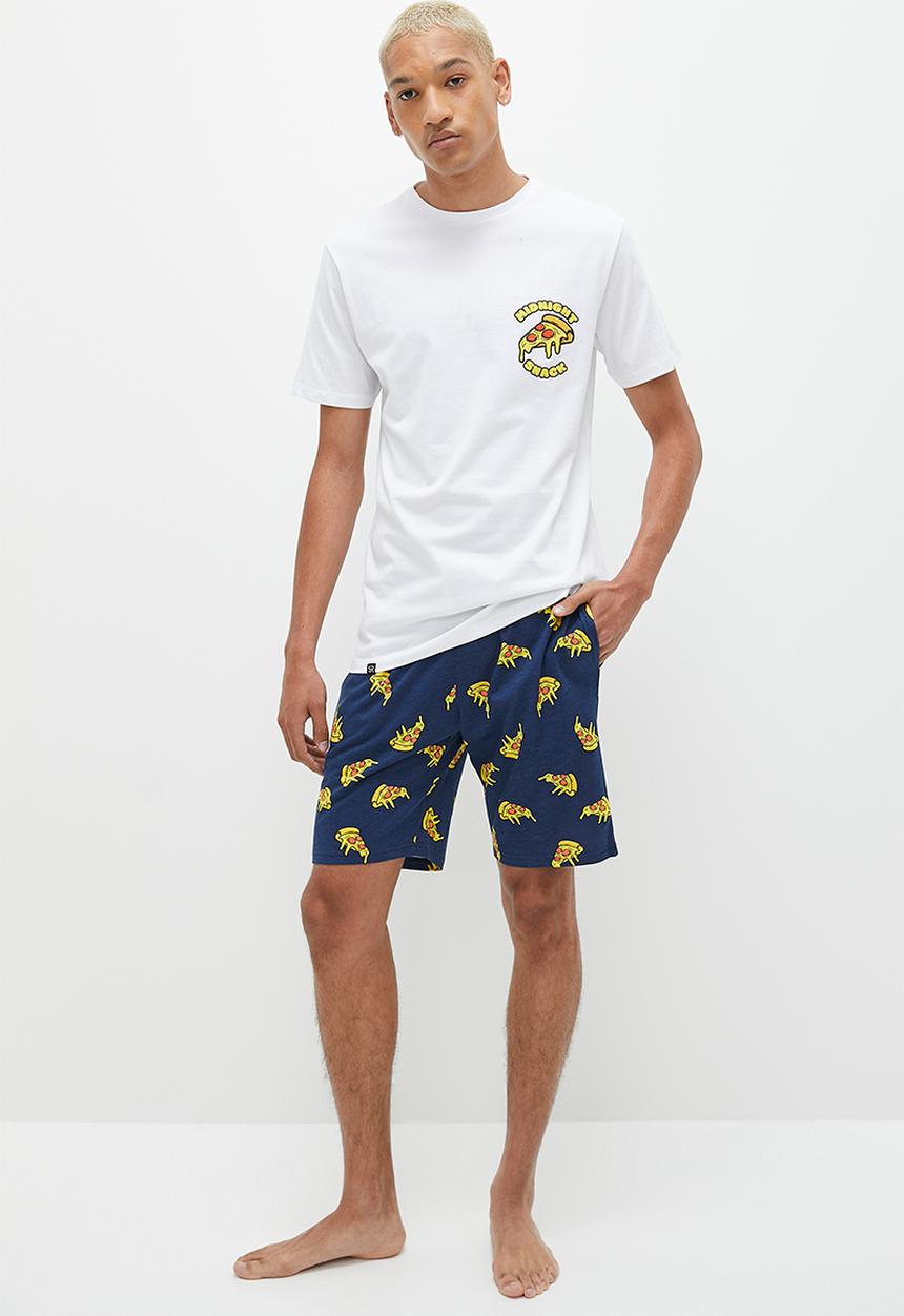 STYLE REPUBLIC - Graphic sleep short set - white/navy