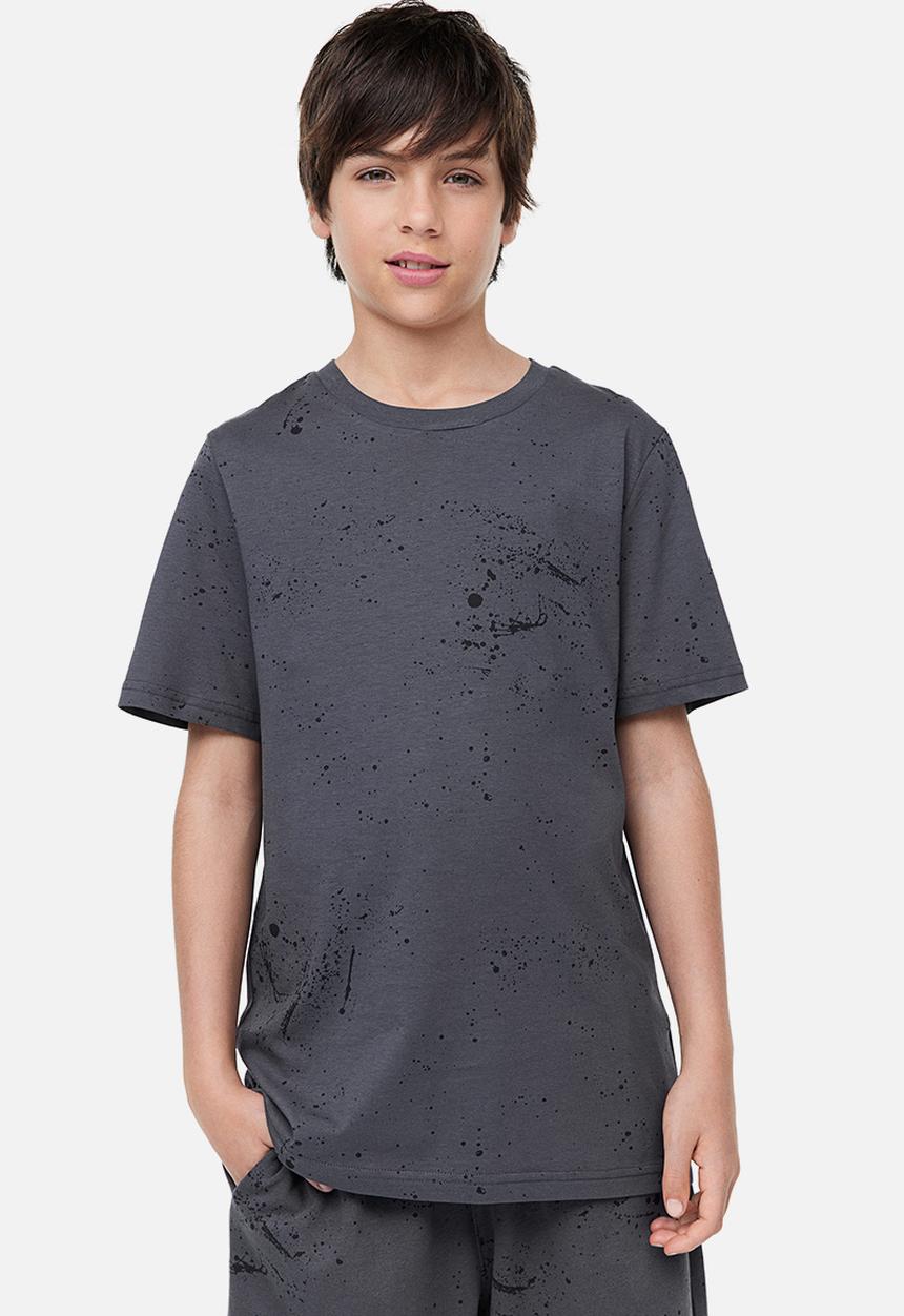 H&M - T-shirt - dark grey splatter 
