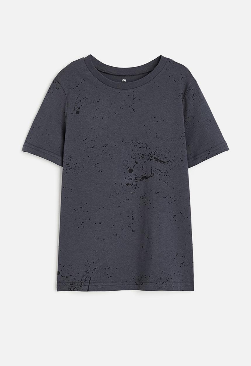 H&M - T-shirt - dark grey splatter 