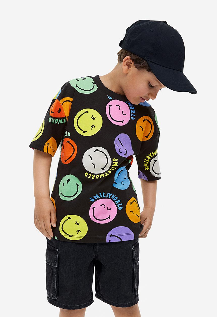 H&M - Printed T-shirt - black smiley®
