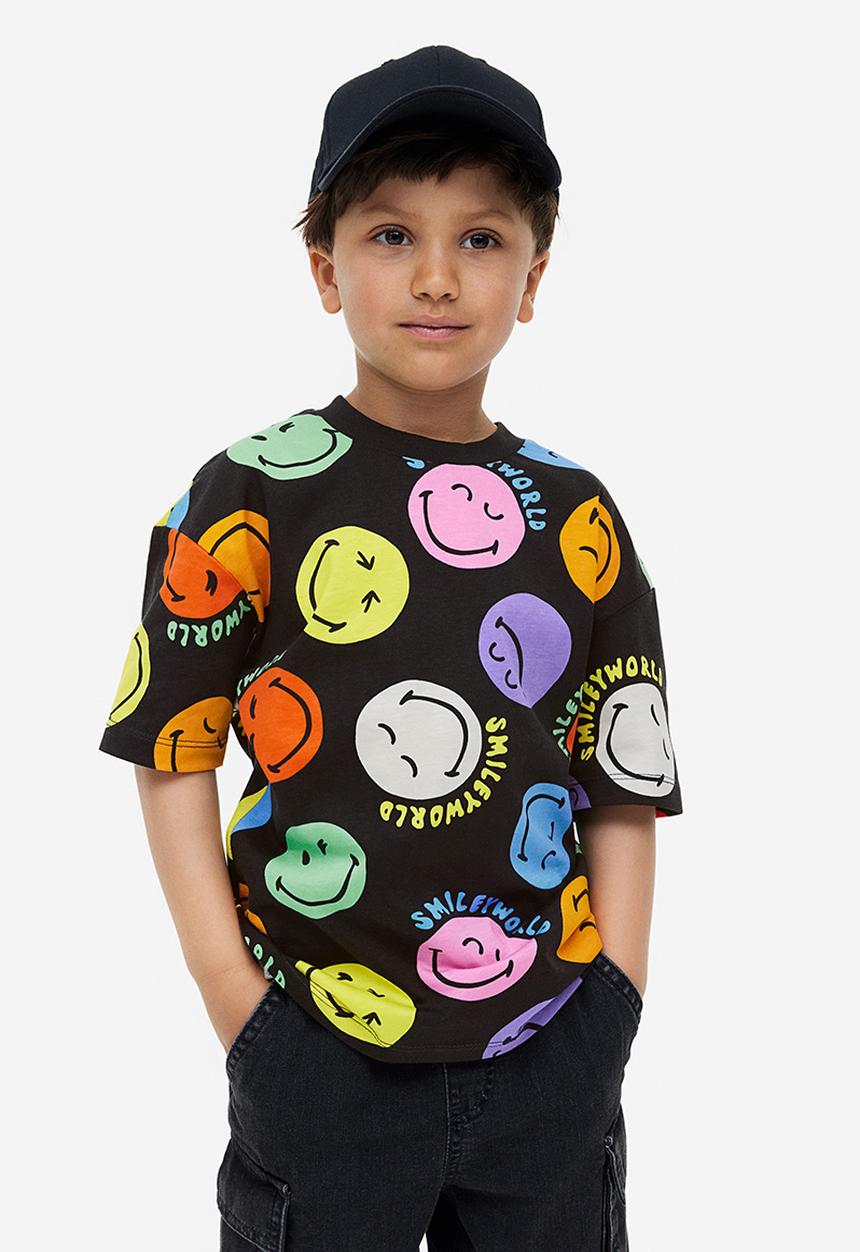 H&M - Printed T-shirt - black smiley®