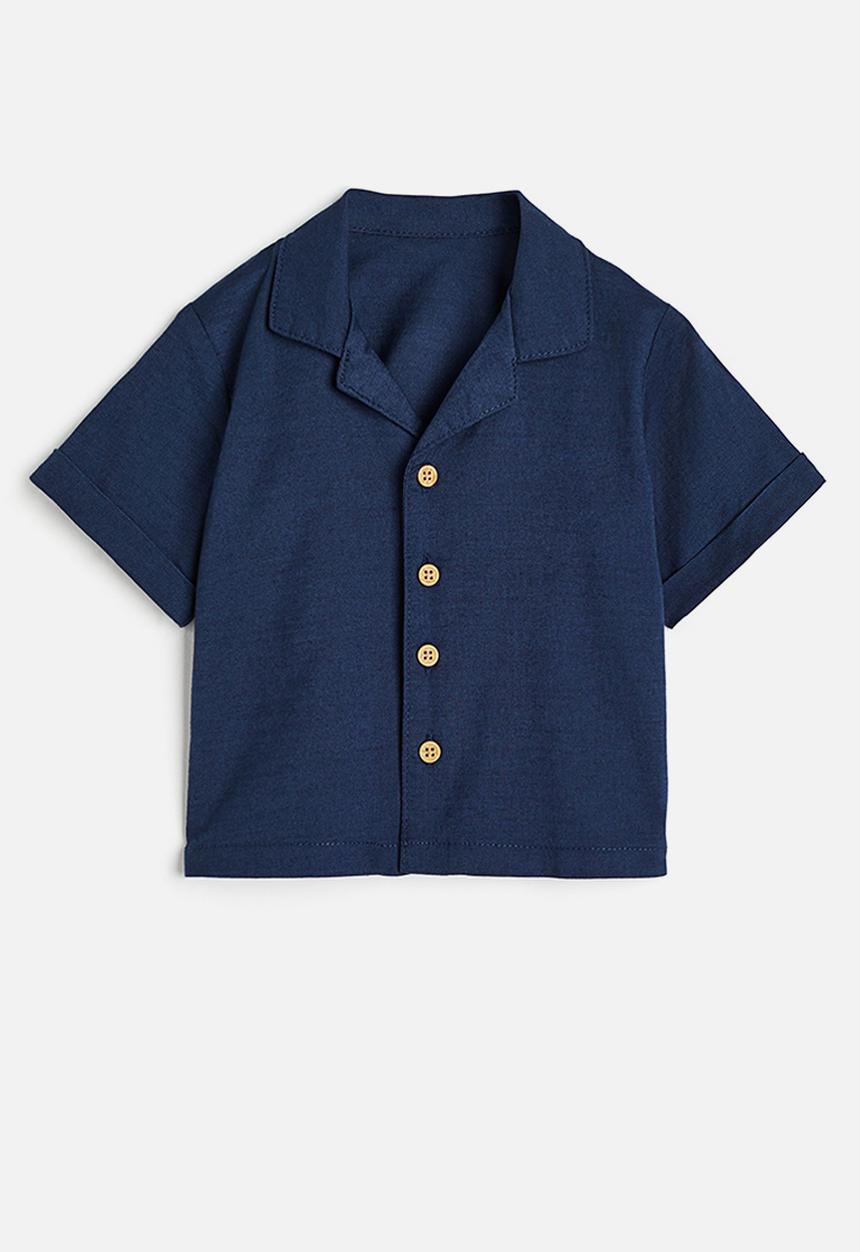 H&M - Short-sleeved resort shirt - navy blue 