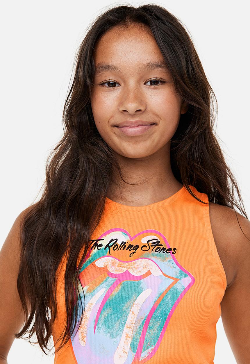 H&M - Ribbed vest top - yellow the rolling stones