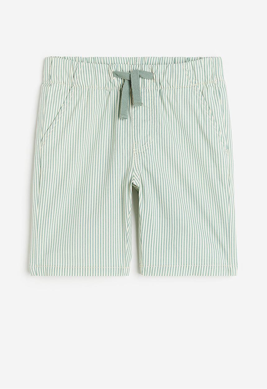 H&M - Cotton shorts - sage green striped 