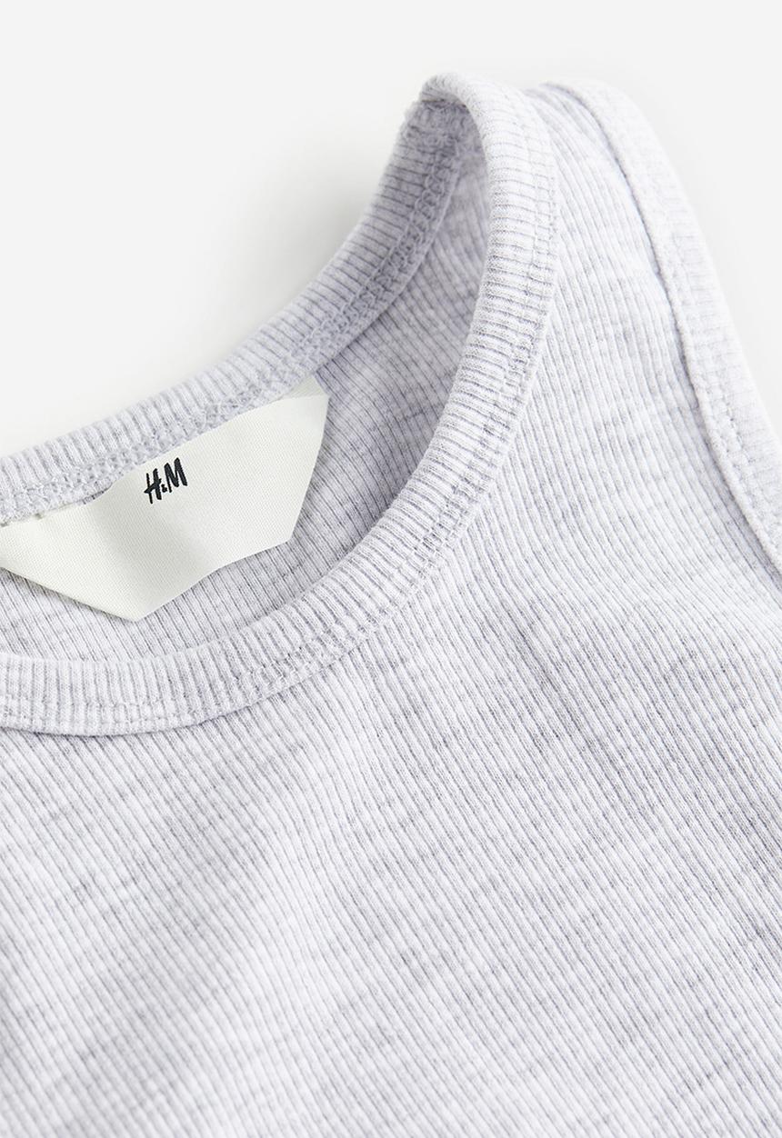 H&M - Ribbed jersey dress - light grey marl 