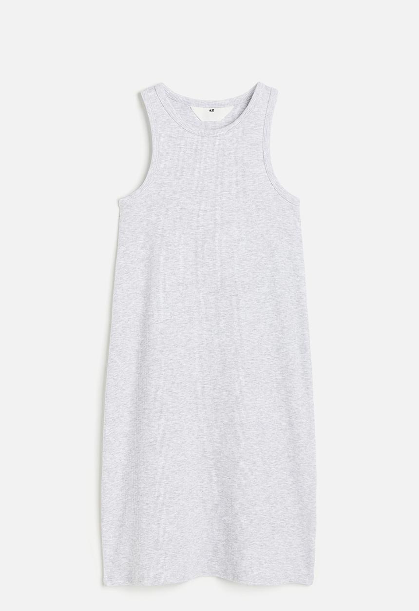 H&M - Ribbed jersey dress - light grey marl 