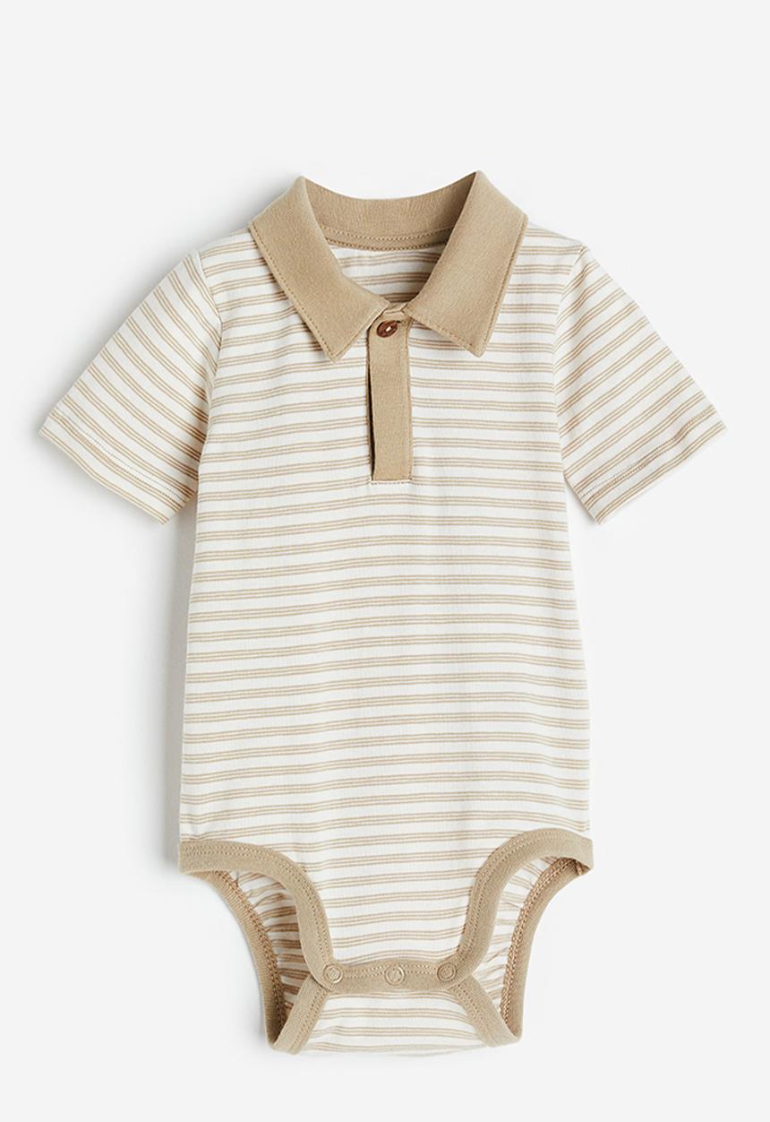 H&M - Collared bodysuit - white/beige striped