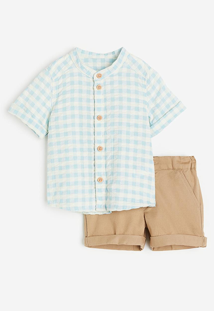 H&M - 2-Piece cotton set - light blue checked