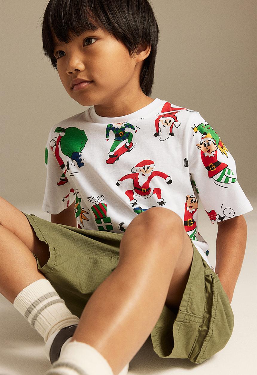 H&M - Printed t-shirt - white santas