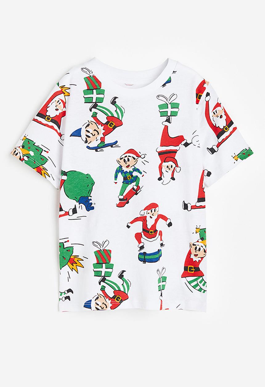 H&M - Printed t-shirt - white santas