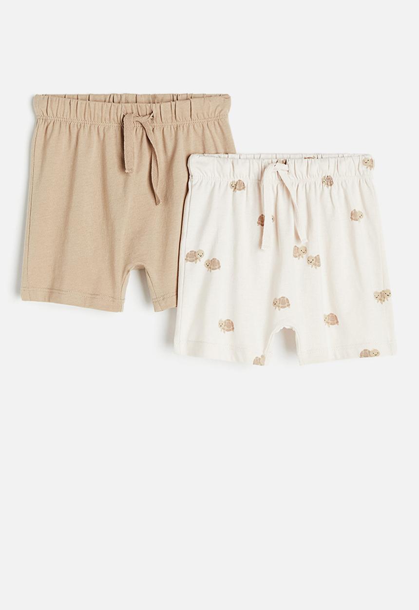 H&M - 2 Pack jersey shorts - beige turtles