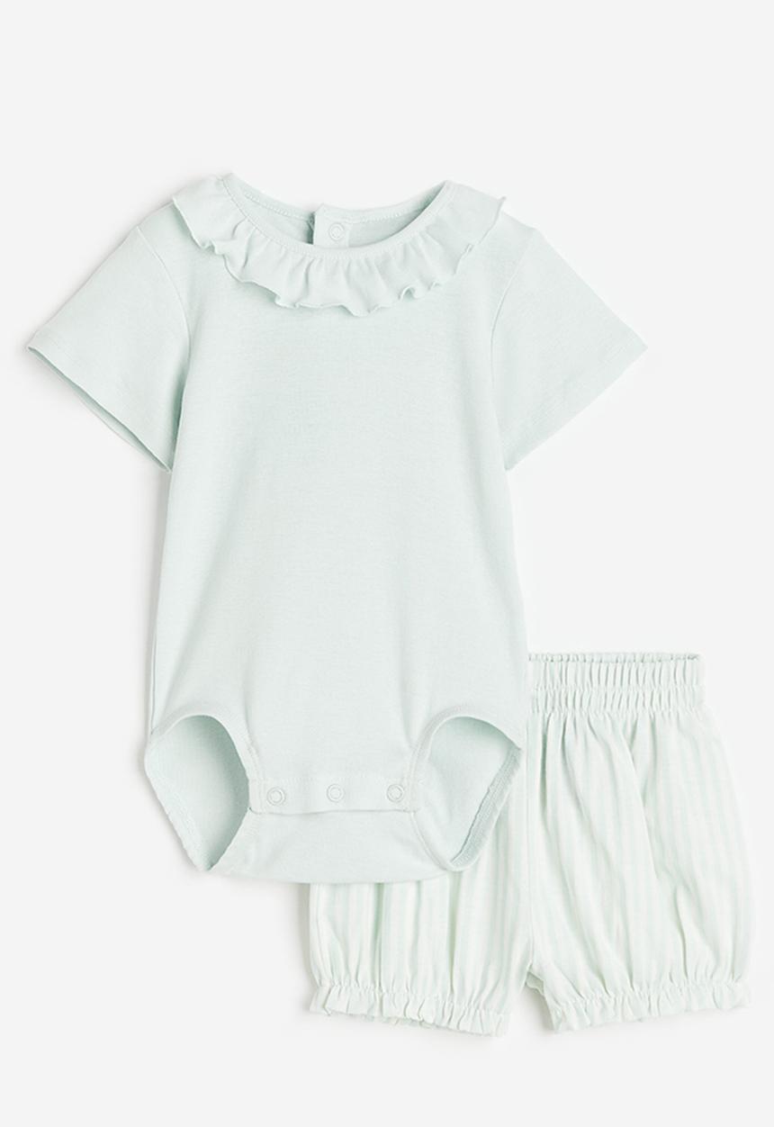 H&M - 2 Piece cotton set - mint green striped