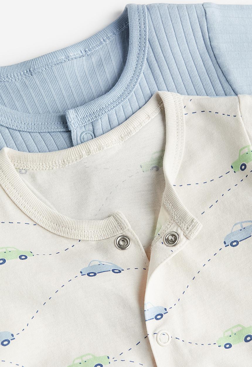 H&M - 2-Pack cotton pyjamas - light blue cars