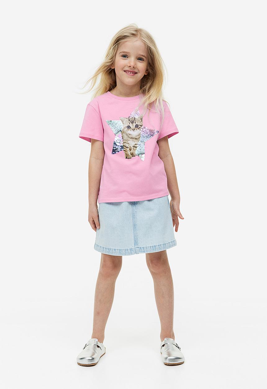 H&M - Top - pink kitten 