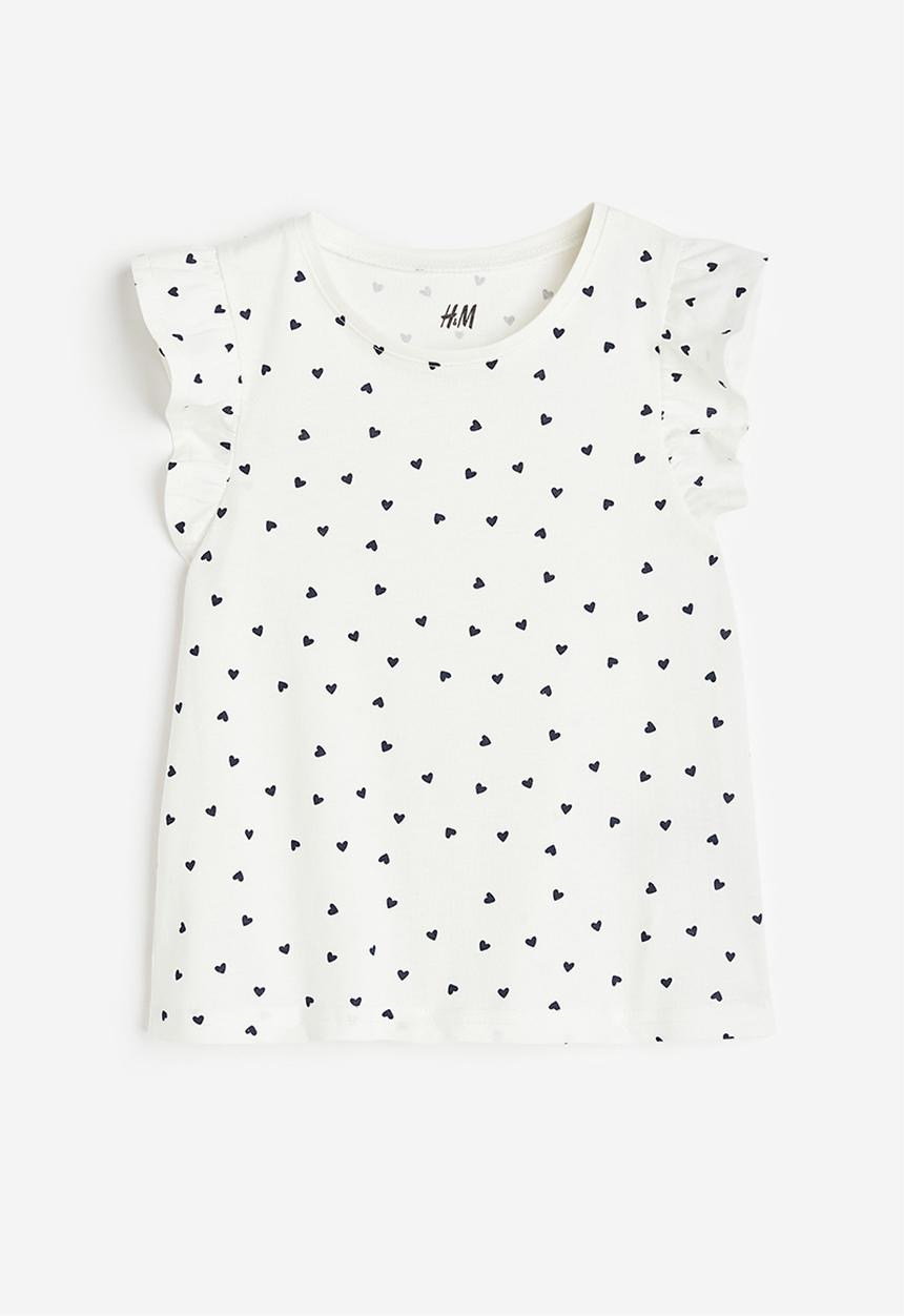 H&M - Jersey top - white hearts