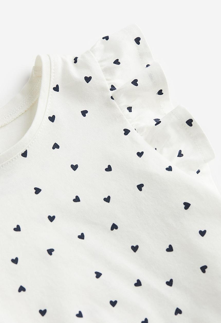 H&M - Jersey top - white hearts