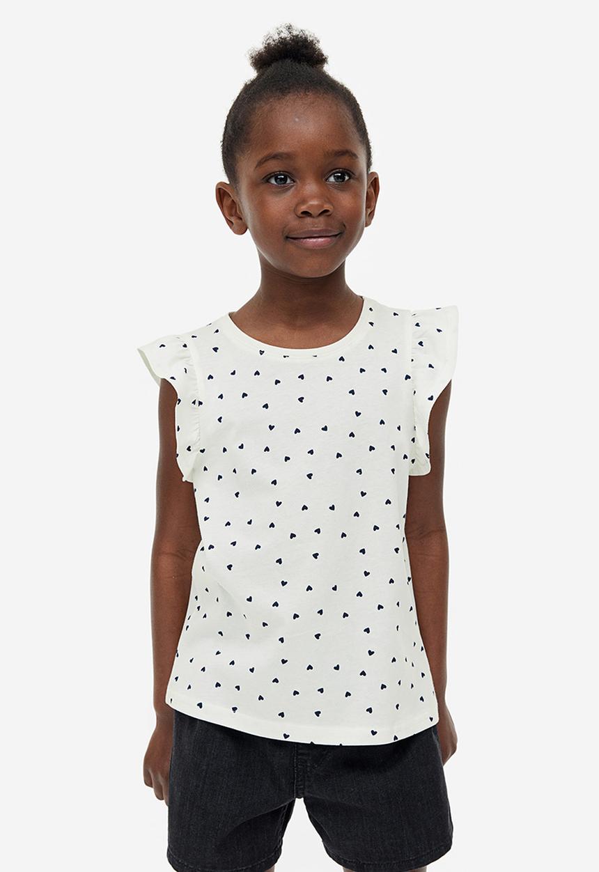 H&M - Jersey top - white hearts