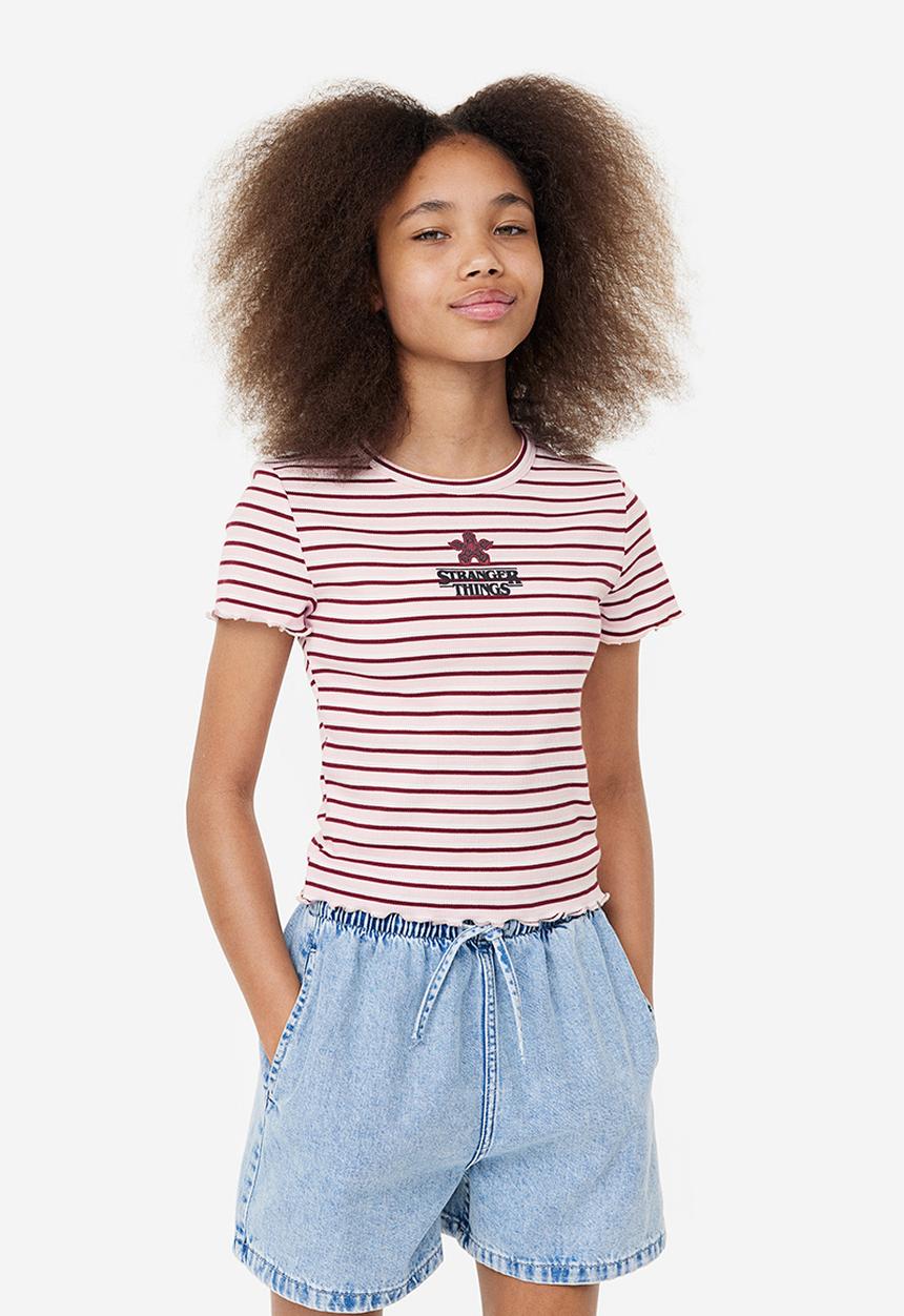 H&M - Printed t-shirt - light pink stranger things