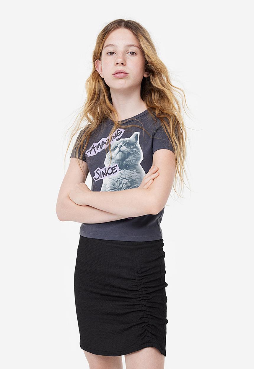 H&M - Ruched crinkled skirt - black