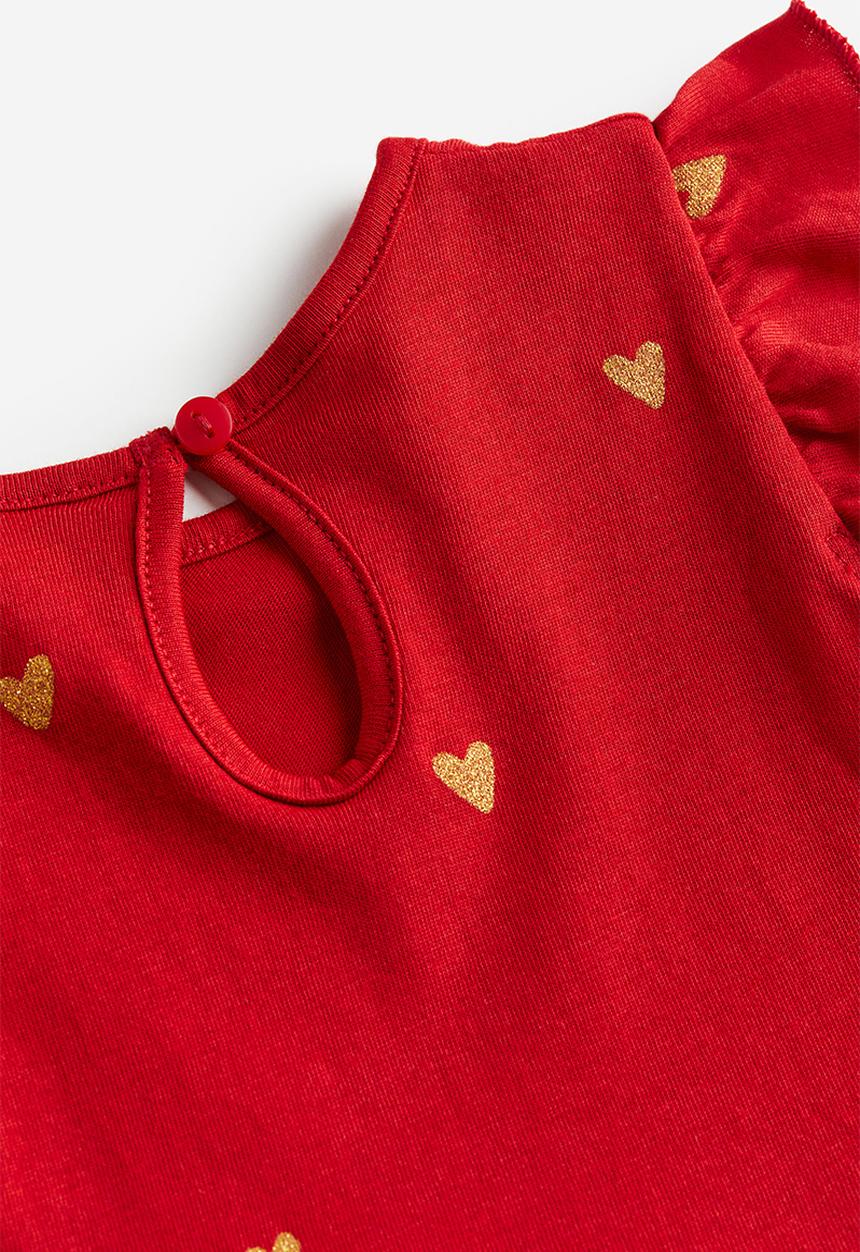 H&M - Flutter-sleeved dress - red hearts