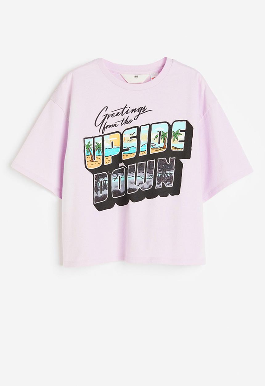 H&M - Oversized printed t-shirt - purple stranger things 