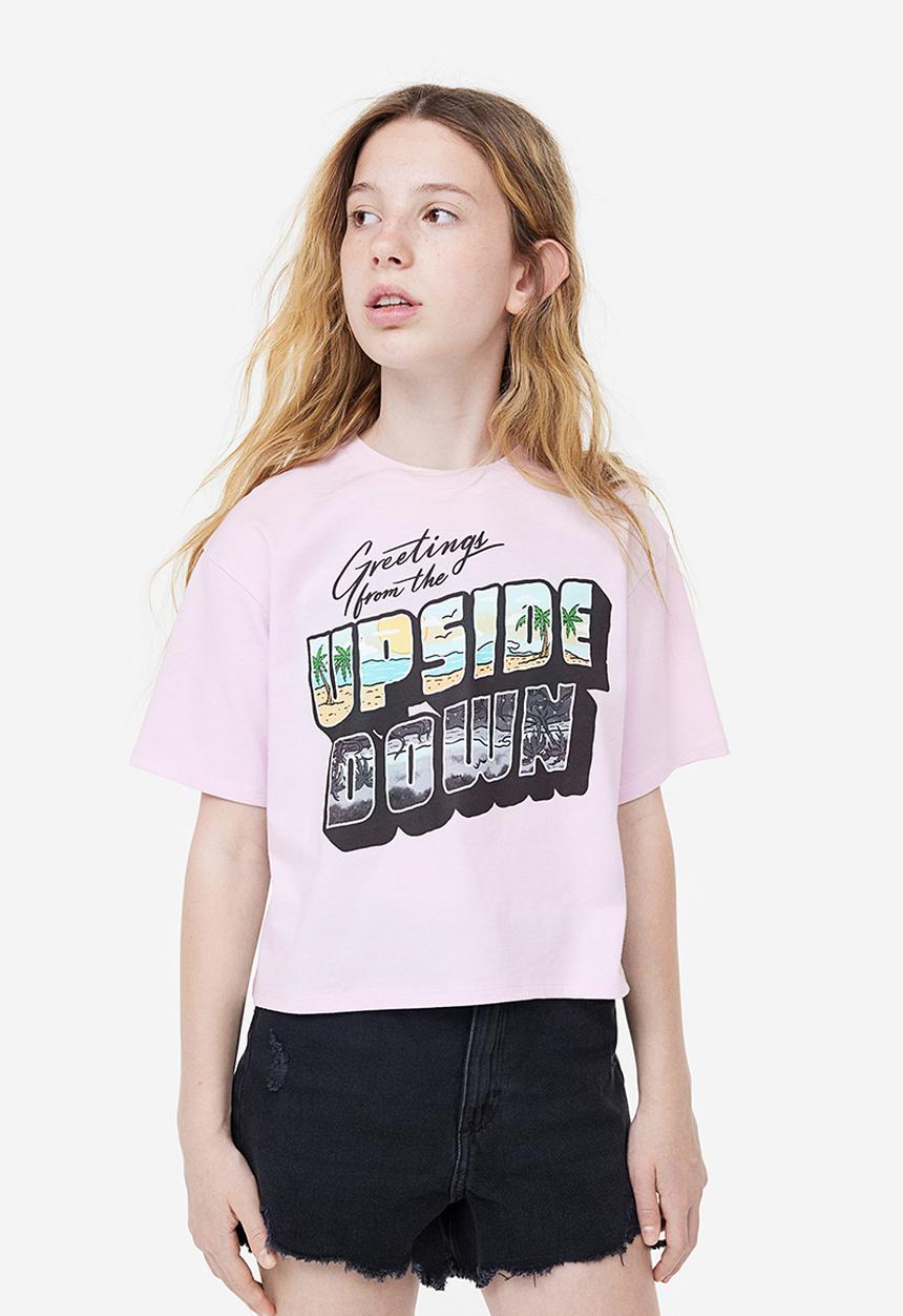 H&M - Oversized printed t-shirt - purple stranger things 